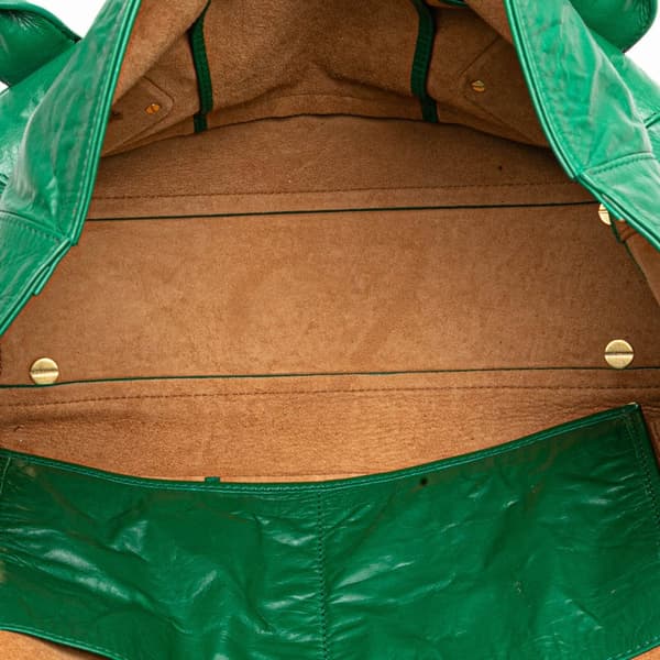 Pre-owned Bottega Veneta Medium Calfskin Maxi Intrecciato Arco Slouch Tote Green