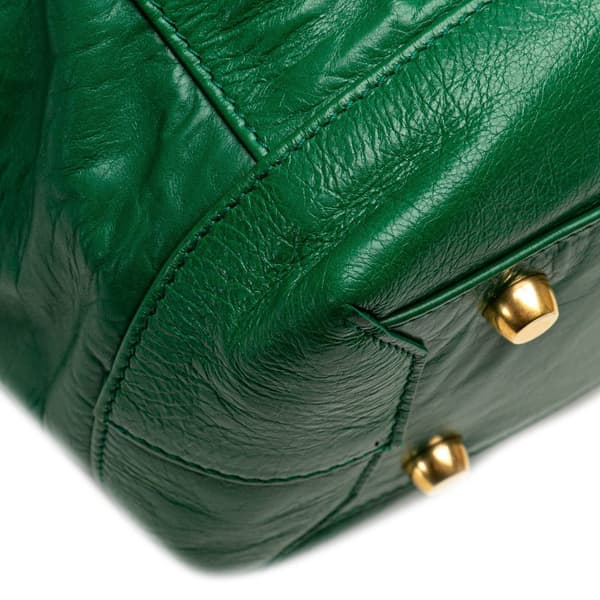 Pre-owned Bottega Veneta Medium Calfskin Maxi Intrecciato Arco Slouch Tote Green
