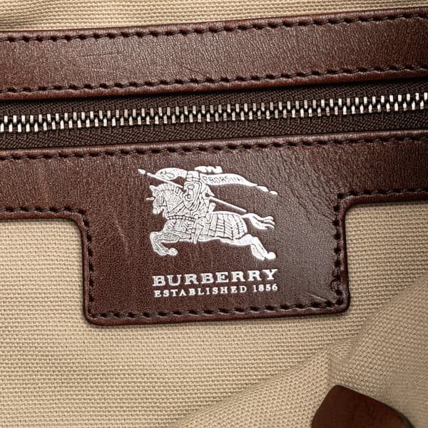 Pre-owned Burberry Mega Check Canvas Tote White