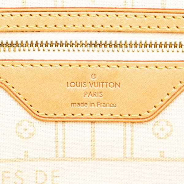 Pre-owned Louis Vuitton Damier Azur Neverfull MM White