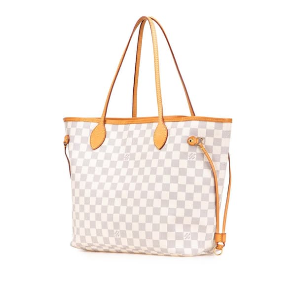 Pre-owned Louis Vuitton Damier Azur Neverfull MM White