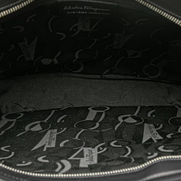 Pre-owned Ferragamo Nylon Tiered Grosgrain Tote Black