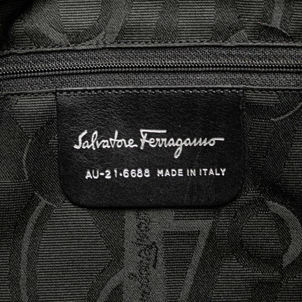 Pre-owned Ferragamo Nylon Tiered Grosgrain Tote Black