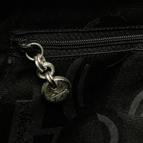 Pre-owned Ferragamo Nylon Tiered Grosgrain Tote Black