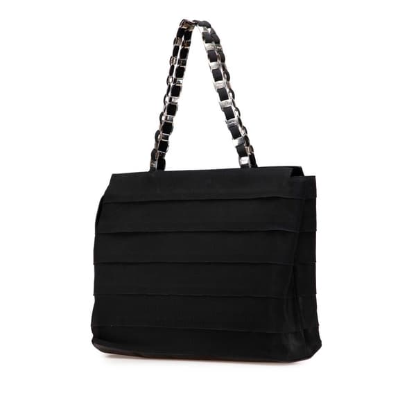 Pre-owned Ferragamo Nylon Tiered Grosgrain Tote Black