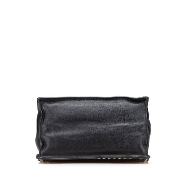 Pre-owned Prada Glace Calf Studded Etiquette Tote Black