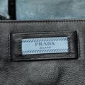 Miniatyrbild 6 av 10: Pre-owned Prada Glace Calf Studded Etiquette Tote Black