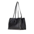 Miniatyrbild 2 av 10: Pre-owned Prada Glace Calf Studded Etiquette Tote Black