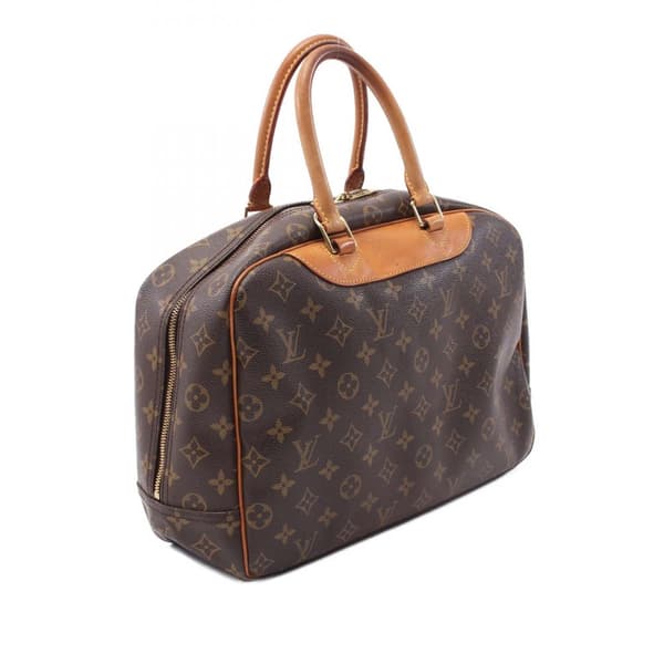 Pre-owned Louis Vuitton LOUIS VUITTON Deauville Bowling Vanity Handbag M47270 Monogram PVC coated canvas leather Brown Used Women