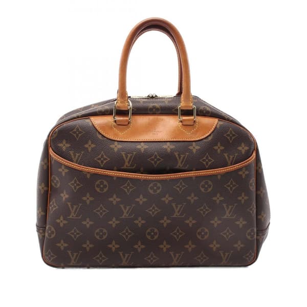 Pre-owned Louis Vuitton LOUIS VUITTON Deauville Bowling Vanity Handbag M47270 Monogram PVC coated canvas leather Brown Used Women
