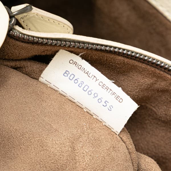 Pre-owned Bottega Veneta Medium Intrecciato Stitched Double Chain Tote White
