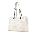 Miniatyrbillede 2 af 10: Pre-owned Bottega Veneta Medium Intrecciato Stitched Double Chain Tote White