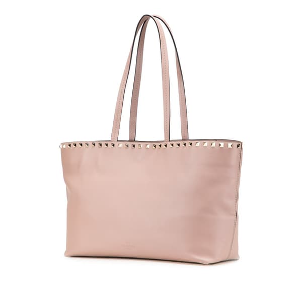 Pre-owned Valentino Leather Rockstud Tote Pink