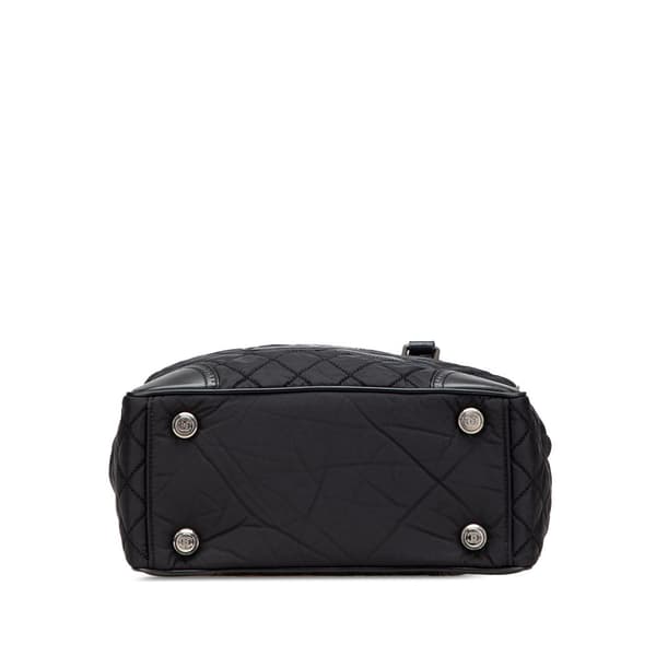 Pre-owned Chanel Paris New York Quilted Nylon Tote Black