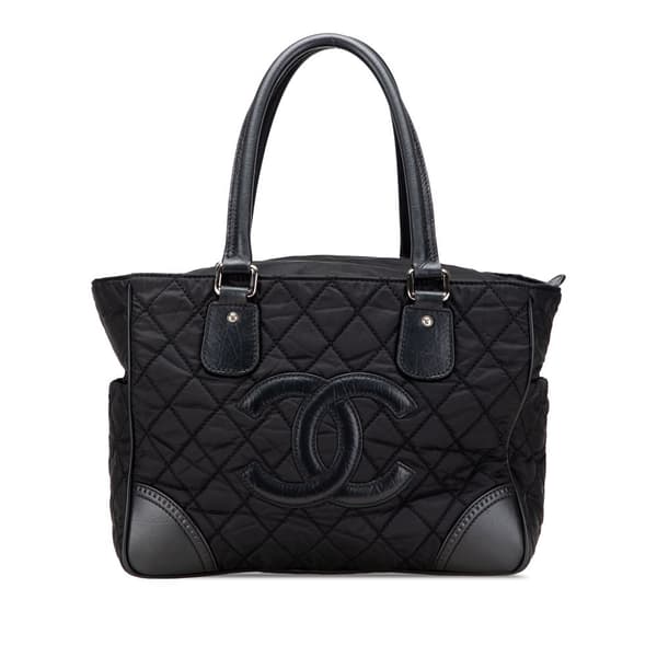 Pre-owned Chanel Paris New York Quilted Nylon Tote Black