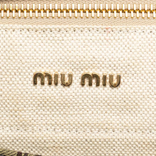 Pre-owned Miu Miu Canvas Monogram Tote Brown