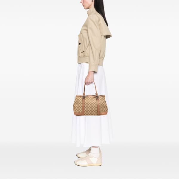 Pre-owned Gucci GG Canvas Miss GG Tote Brown