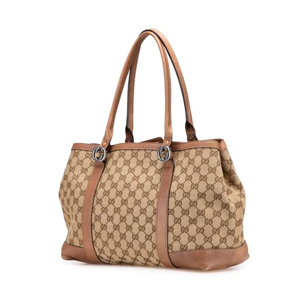 Pre-owned Gucci GG Canvas Miss GG Tote Brown