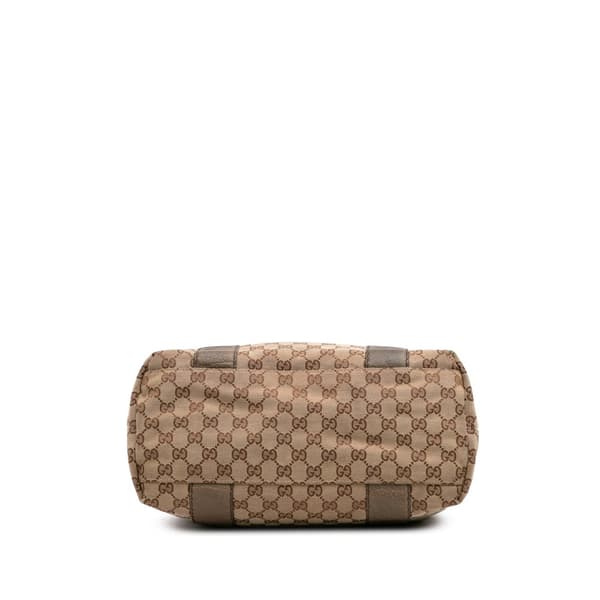 Pre-owned Gucci Large GG Canvas Bamboo Libeccio Tote Brown