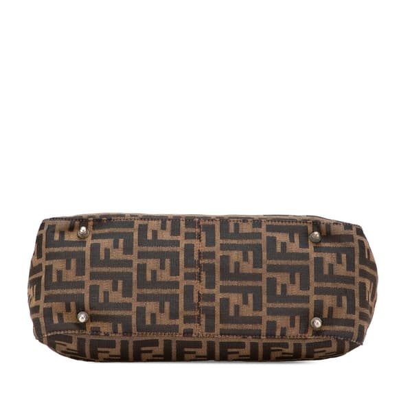 Pre-owned Fendi Small Zucca Canvas Twins Tote Brown