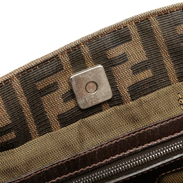 Pre-owned Fendi Small Zucca Canvas Twins Tote Brown