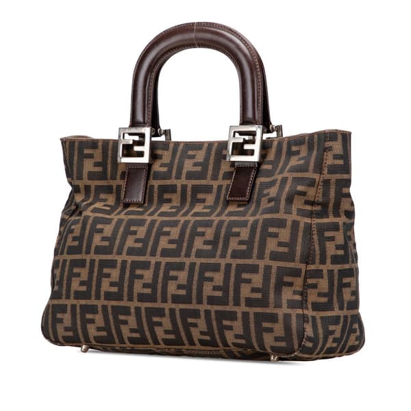 Pre-owned Fendi Small Zucca Canvas Twins Tote Brown