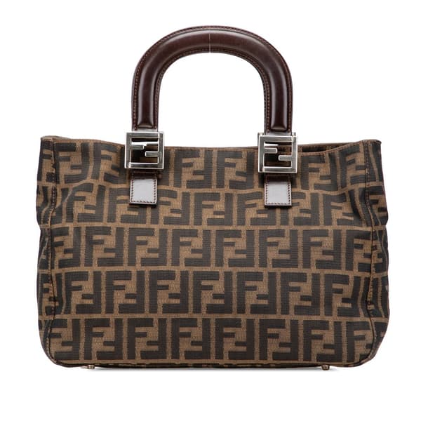 Pre-owned Fendi Small Zucca Canvas Twins Tote Brown
