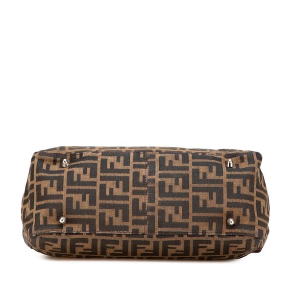 Pre-owned Fendi Small Zucca Canvas Twins Tote Brown