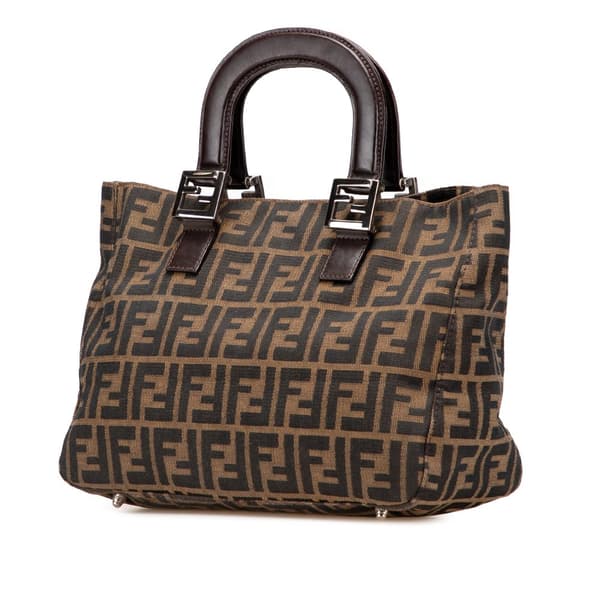 Pre-owned Fendi Small Zucca Canvas Twins Tote Brown