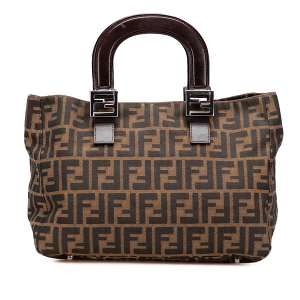 Pre-owned Fendi Small Zucca Canvas Twins Tote Brown