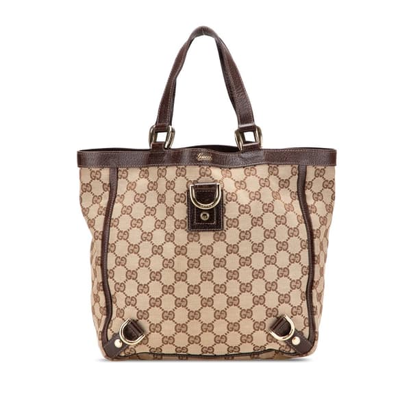 Pre-owned Gucci GG Canvas Abbey D Ring Tote Brown