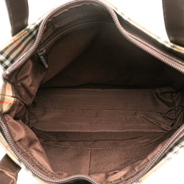 Pre-owned Burberry Haymarket Check Canvas Tote Brown