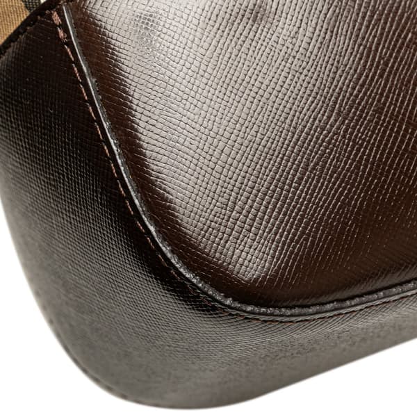 Pre-owned Burberry Haymarket Check Canvas Tote Brown