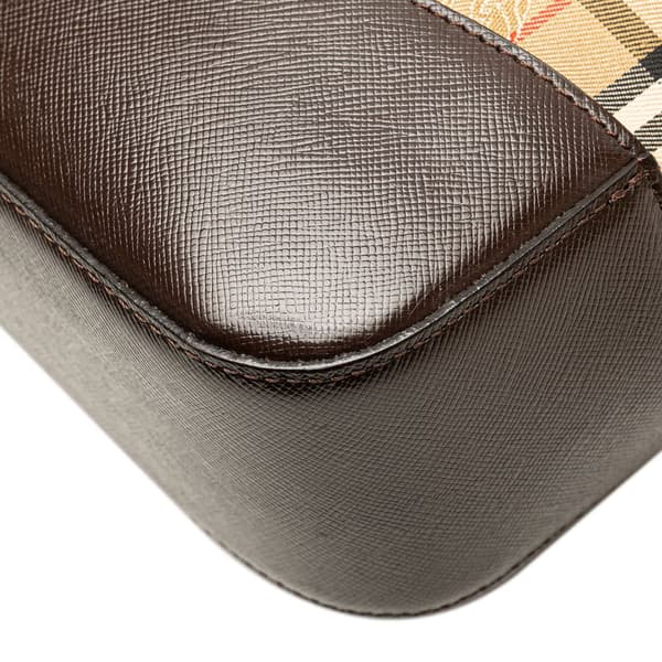 Pre-owned Burberry Haymarket Check Canvas Tote Brown