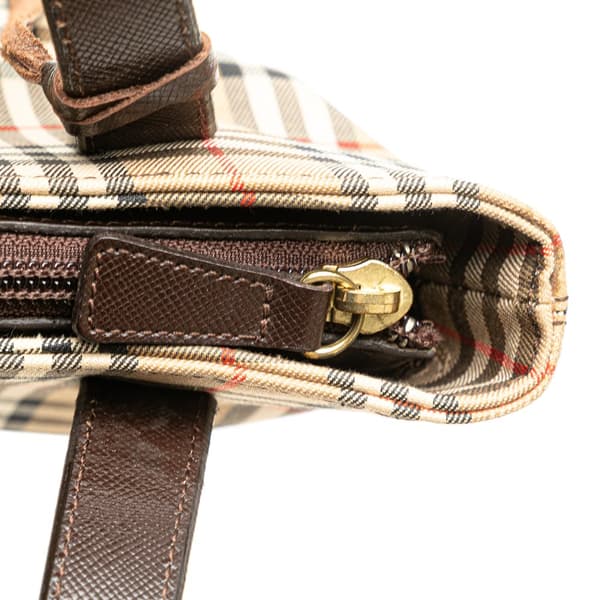 Pre-owned Burberry Haymarket Check Canvas Tote Brown