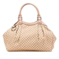 Miniatyrbild 1 av 10: Pre-owned Gucci Medium Diamante Canvas Sukey Tote Brown