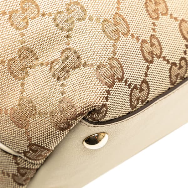 Pre-owned Gucci GG Canvas Britt Tote Brown