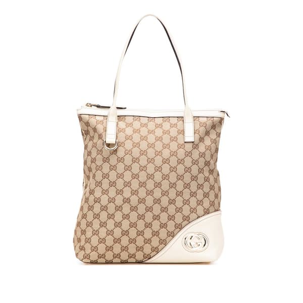 Pre-owned Gucci GG Canvas Britt Tote Brown