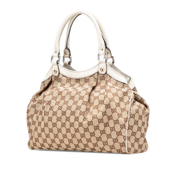 Pre-owned Gucci Medium GG Canvas Sukey Tote Brown