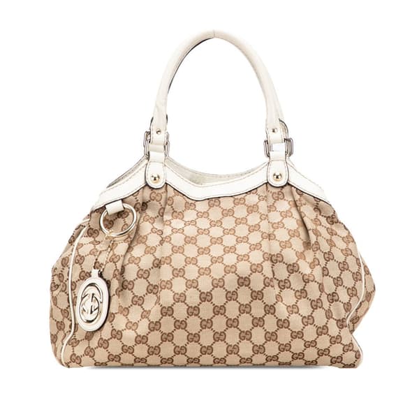 Pre-owned Gucci Medium GG Canvas Sukey Tote Brown