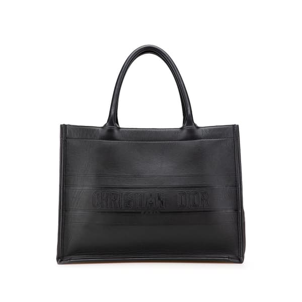 Pre-owned Dior Medium Embossed Leather Book Tote Black