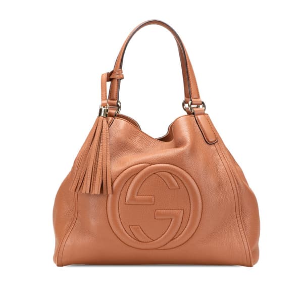 Pre-owned Gucci Medium Leather Soho Cellarius Tote Brown