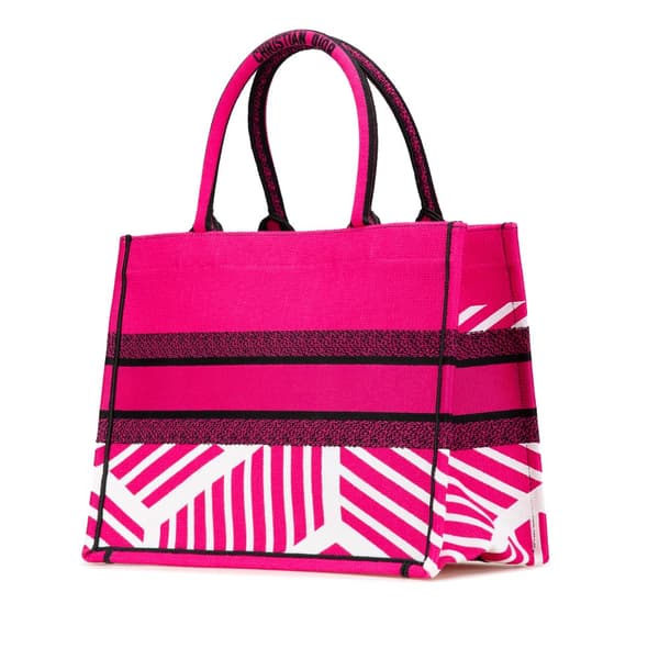 Pre-owned Dior Medium Embroidered Canvas Butterfly D Jungle Pop Book Tote Pink