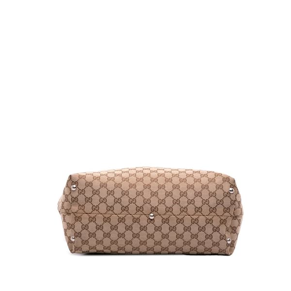 Pre-owned Gucci Medium GG Canvas Icon Bit Tote Brown