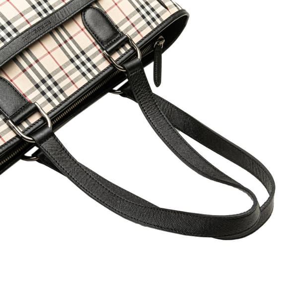 Pre-owned Burberry House Check Canvas Tote Brown