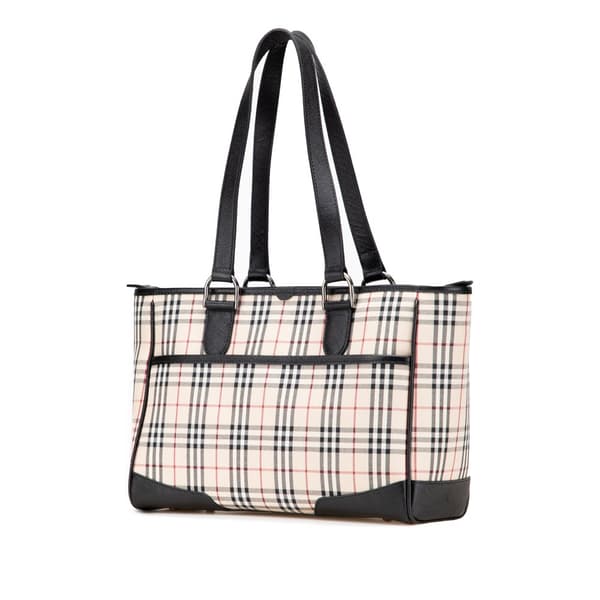 Pre-owned Burberry House Check Canvas Tote Brown