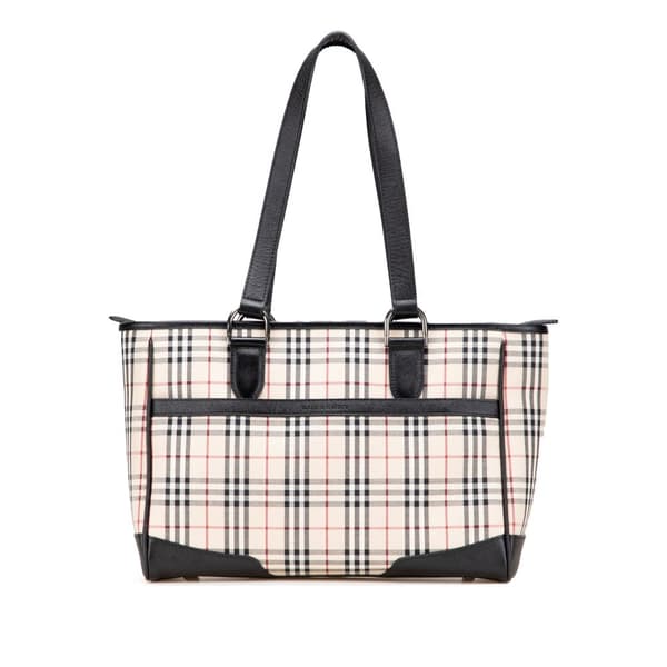 Pre-owned Burberry House Check Canvas Tote Brown