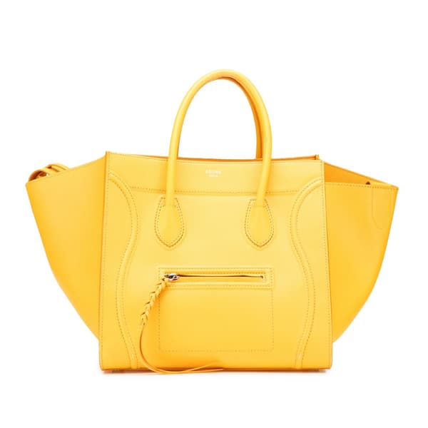 Pre-owned Celine Medium Leather Phantom Luggage Tote Yellow