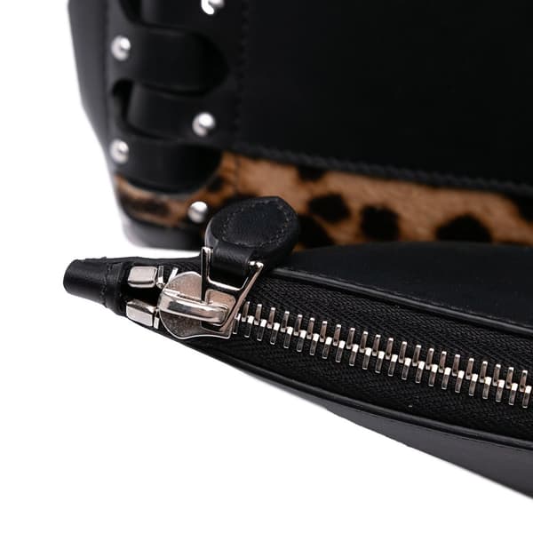 Pre-owned ALAÏA Pony Hair and Leather Leopard Printed Le Hinge Tote Brown