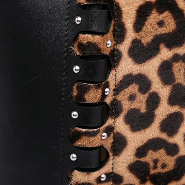 Pre-owned ALAÏA Pony Hair and Leather Leopard Printed Le Hinge Tote Brown